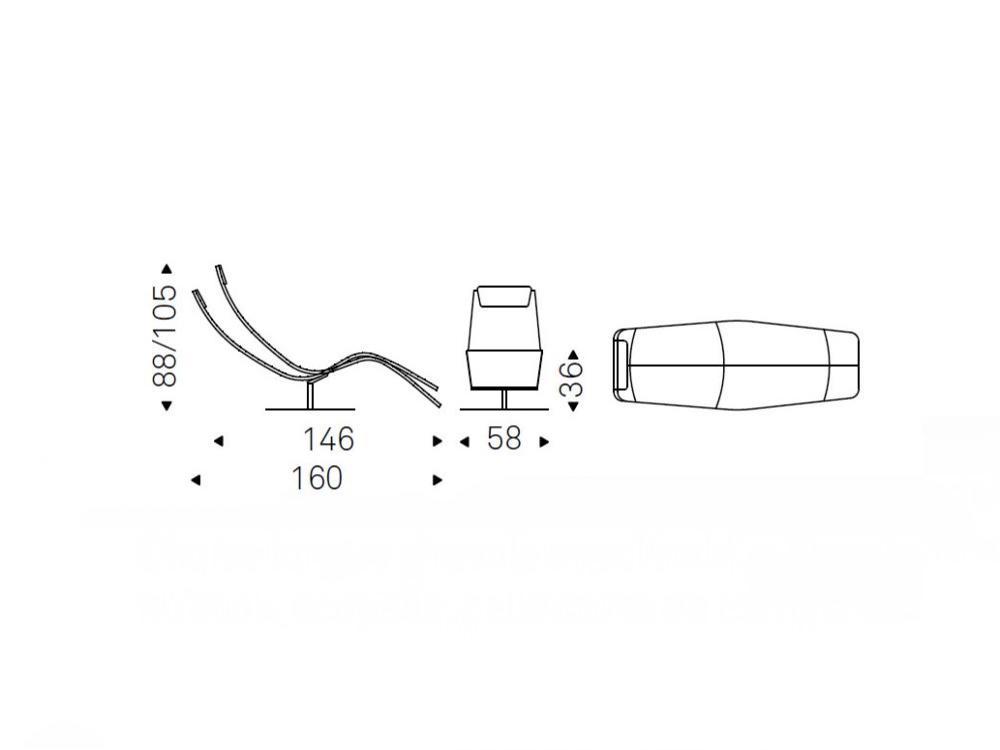 Chaise longue girevole e reclinabile Casanova - dimensioni