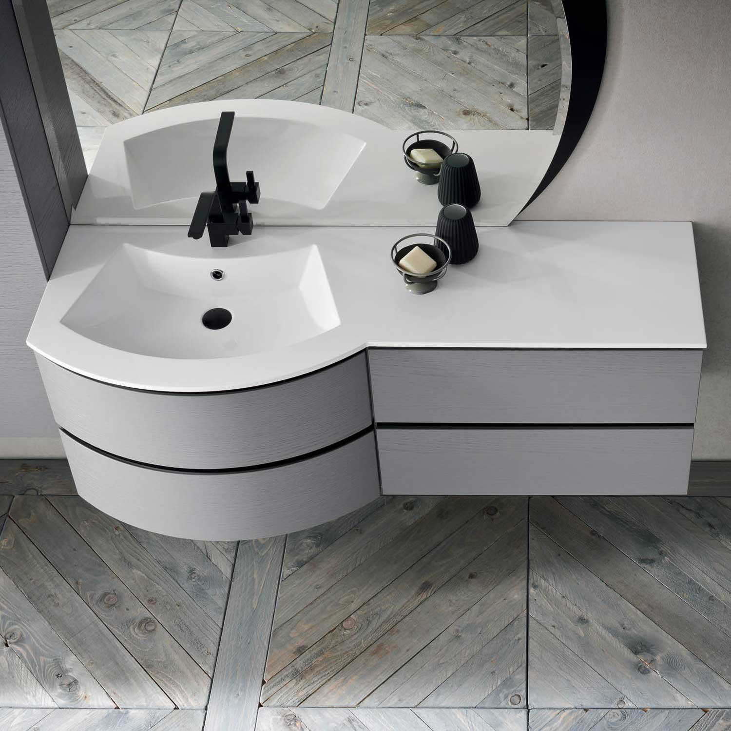 Optimus mobile bagno sospeso 100 cm bianco opaco con lavabo - Abitare