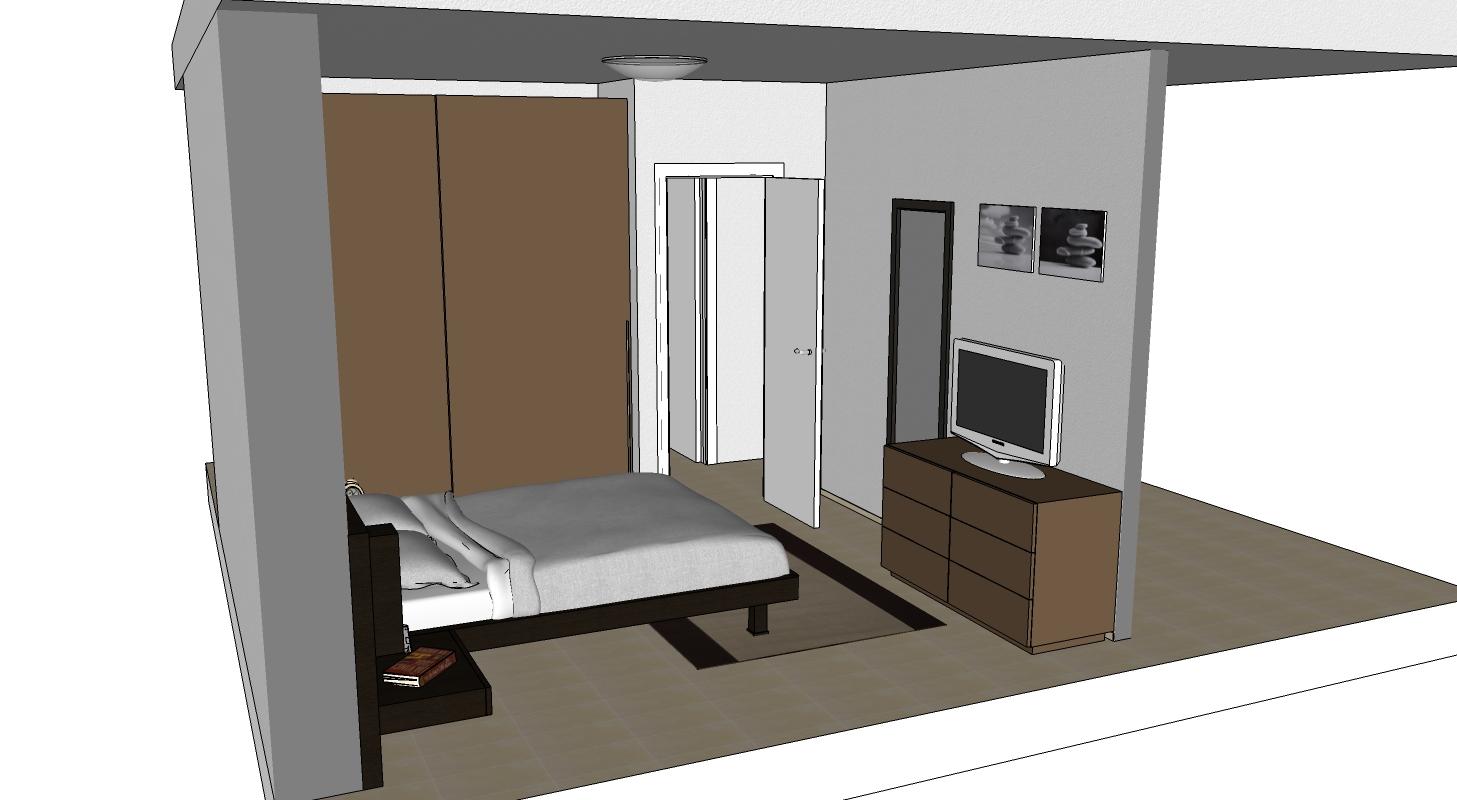 Progettazione 3D Camera da Letto - vista laterale zona comò