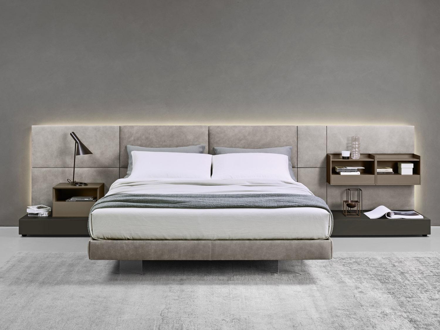 Letto imbottito con contenitore GROOVE, letto con cuscini moderno