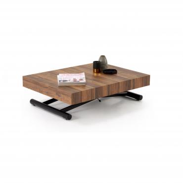 Tavolino trasformabile in tavolo Lucas outlet con piano in nobilitato Rovere e struttura in metallo verniciato