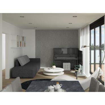  Progetto living con cucina e salottino - immagine render