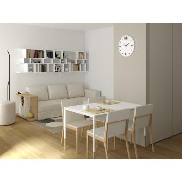 Progetto per open space con cucina e soggiorno insieme - render salotto