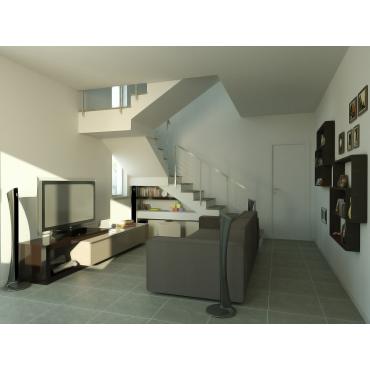 Progettazione per soggiorno di 25 mq - render