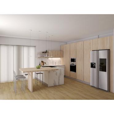 Progetto di cucina con penisola per ambiente di 20 mq - Render