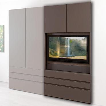 Elemento con ante, cassetti, vano o porta Tv orientabile per armadi battenti Wide