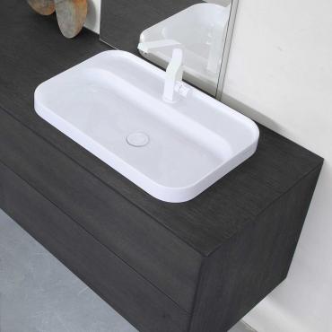 Doppio lavabo ad incasso soprapiano Nice 60 in ceramica bianco lucido