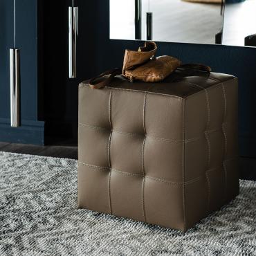 Pouf Bob in pelle made in Italy