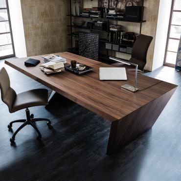 Scrivania Nasdaq con piano in legno massello 