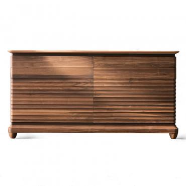 Credenza in massello con frontale ondulato Kashima