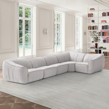 Divano moderno in tessuto drappeggiato Drappy