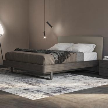 Letto Matrimoniale Moderno Struttura Letto Giroletto Grigio in Legno  Massello 120x190 cm 4FT Small Double ITD37699