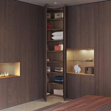 Lounge elemento battente angolare per armadi in rovere poro aperto E31 grigio