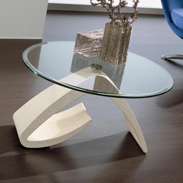 Tavolino moderno in marmo e vetro Terrence