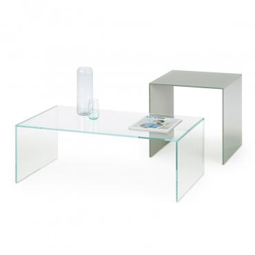 Tavolino a ponte tutto in vetro Multiglass