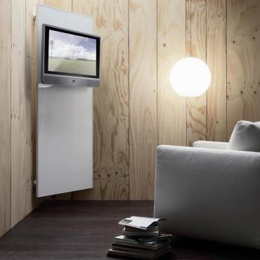 Pannello Porta TV da parete Bianco Cemento SLINE 178x3,6x h168 cm