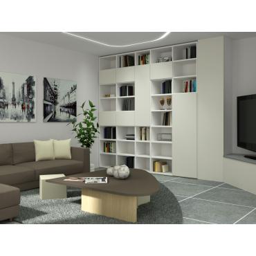 Soluzione per arredare un salotto di 28 mq - render