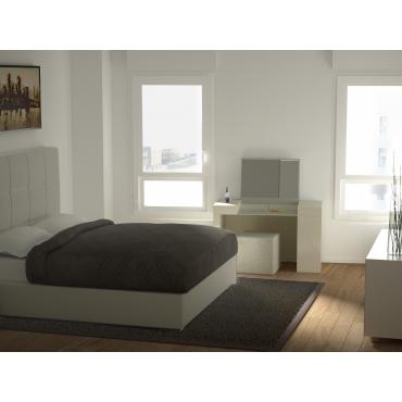 Esempio di progettazione per camera da letto con colori chiari - render