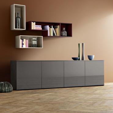 Credenza bassa e lunga con ante e cassetti Berry