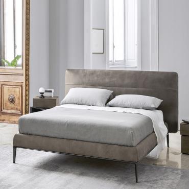 Letto moderno in legno con testiera imbottita Maryland