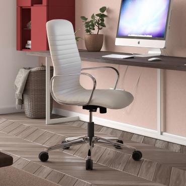 Sedia home-office monoscocca Mark con schienale medio e braccioli fissi in alluminio