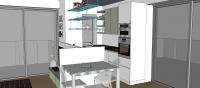 Progettazione 3D Open Space - vista zona cucina