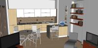 Progettazione 3D Open Space - vista zona cucina