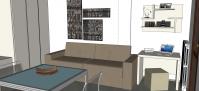 Progettazione 3D Monolocale - vista zona relax e home office