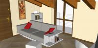 Progettazione 3D Open Space - particolare divano