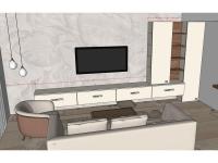 Progettazione soggiorno con parete attrezzata su misura