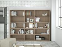 Libreria componibile a parete Almond p.45,6 cm 243 (moduli 90+60+90) h.186