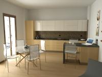 Progettazione 3D Open Space - render zona cucina