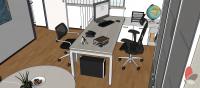 Progettazione 3D Ufficio 1 - vista scrivania con gonna