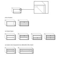 Cabina Betis - contenitori a giorno (cm p.34,4) con box interni opzionali rivestiti in cuoio