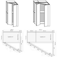 Dimensioni specifiche dell'armadio con spogliatoio ad angolo per composizioni battenti Player nella tipologia terminale
