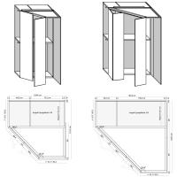 Dimensioni specifiche dell'armadio con spogliatoio ad angolo per composizioni battenti Player nella tipologia angolo
