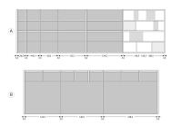Libreria Aliant - Modularità larghezze colonne (A) e ponti (B)