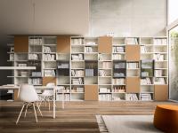Libreria modulare a parete con vetrine Aliant p.41,6, liberamente componibile per dimensioni e accessori