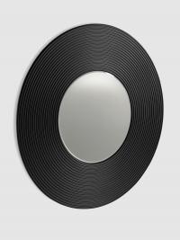 Specchio rotondo Crop con decorazione esterna laccata opaca nera