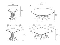 Schemi e dimensioni del tavolino di design Birch