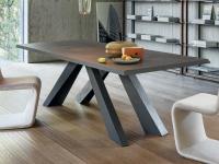 Tavolo con gambe colorate Big Table - piano in pietra argilla spatolata graphite