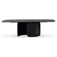Elevato valore materico per il piano del tavolo con base centrale di design Mellow di Bonaldo
