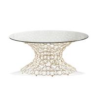 Tavolo ovale in vetro e oro Mondrian di Cantori