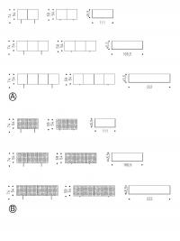 Credenza Arizona di Cattelan - Schema dimensionale: A) dimensioni versione decorata con pennellate oblique B) dimensioni versione decorata con pennellate perpendicolari