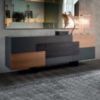 Credenza con inserti in legno Torino, modello con tre ante battenti