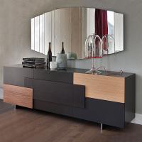 Credenza con inserti in legno Torino, modello con tre ante battenti - ideale in un soggiorno
