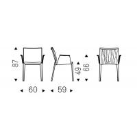 Schema misure sedia con schienale con cuscino Italia di Cattelan con braccioli retro schienale trapuntato