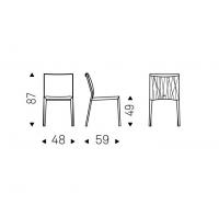 Schema misure sedia con schienale con cuscino Italia di Cattelan senza braccioli retro schienale trapuntato