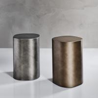 Tavolino da soggiorno in acciaio verniciato Pancho di Cattelan nelle finiture effetto spazzolato bronze e grey