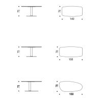 Modelli e Dimensioni del tavolo moderno sagomato in ceramica Ipanema di Cattelan